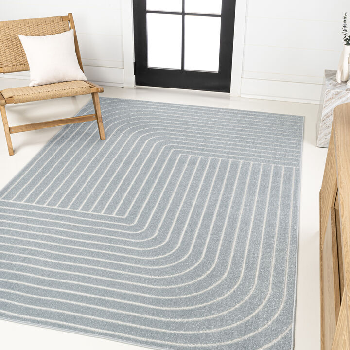 Odense High-Low Minimalist Angle Geometric Beige/Cream 4 ft. x 6 ft. Indoor/Outdoor Area Rug