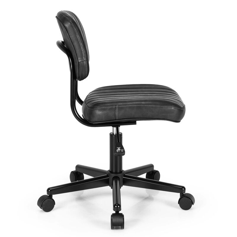 Costway 2PCS PU Leather Office Chair Adjustable Swivel Task Chair with Backrest Black