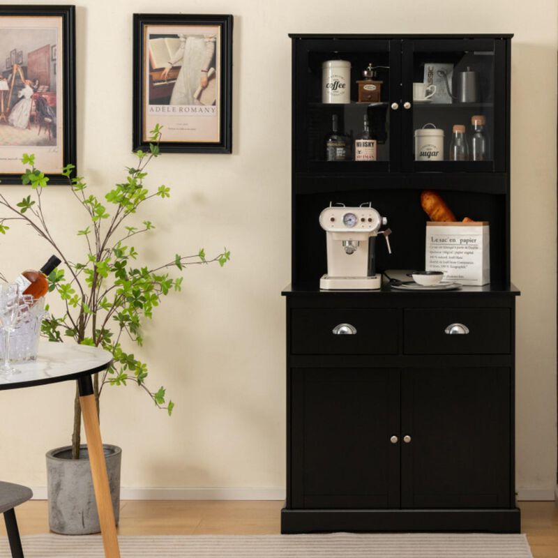 Hivvago Tall Sideboard with 2 Drawers and Adjustable Shelves