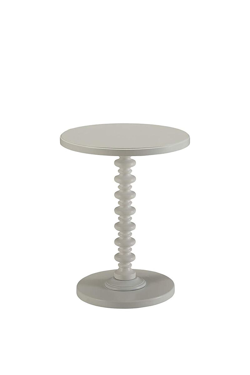 Astonishing Side Table With Round Top, White-Benzara