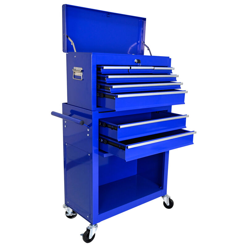 High Capacity Rolling Tool Chest with Wheels and Drawers, 8-Drawer Tool Storage Cabinet-BLUE