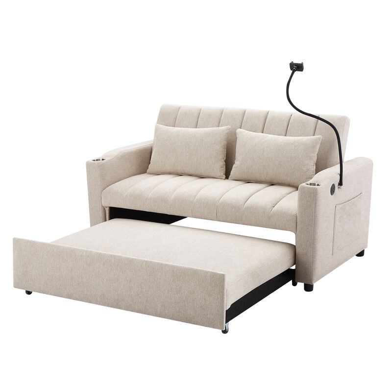 Merax Convertible Sofa Bed Loveseat with 3 USB Ports