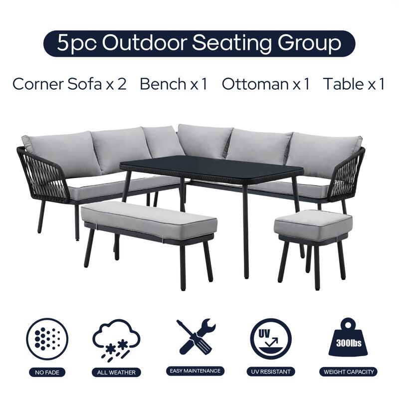 Inspired Home Brailynn  Outdoor 5pc Seating Group