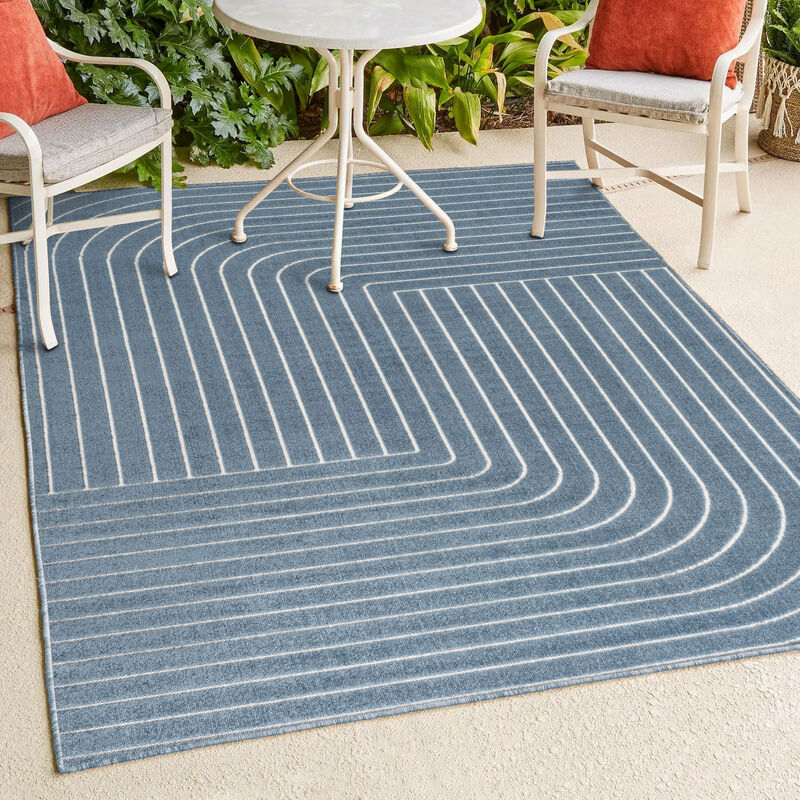 Odense High-Low Minimalist Angle Geometric Beige/Cream 4 ft. x 6 ft. Indoor/Outdoor Area Rug