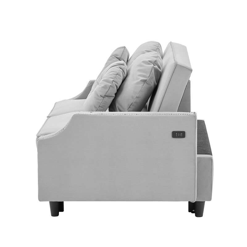 Merax Adjustable Sofa Bed with  Two USB Ports