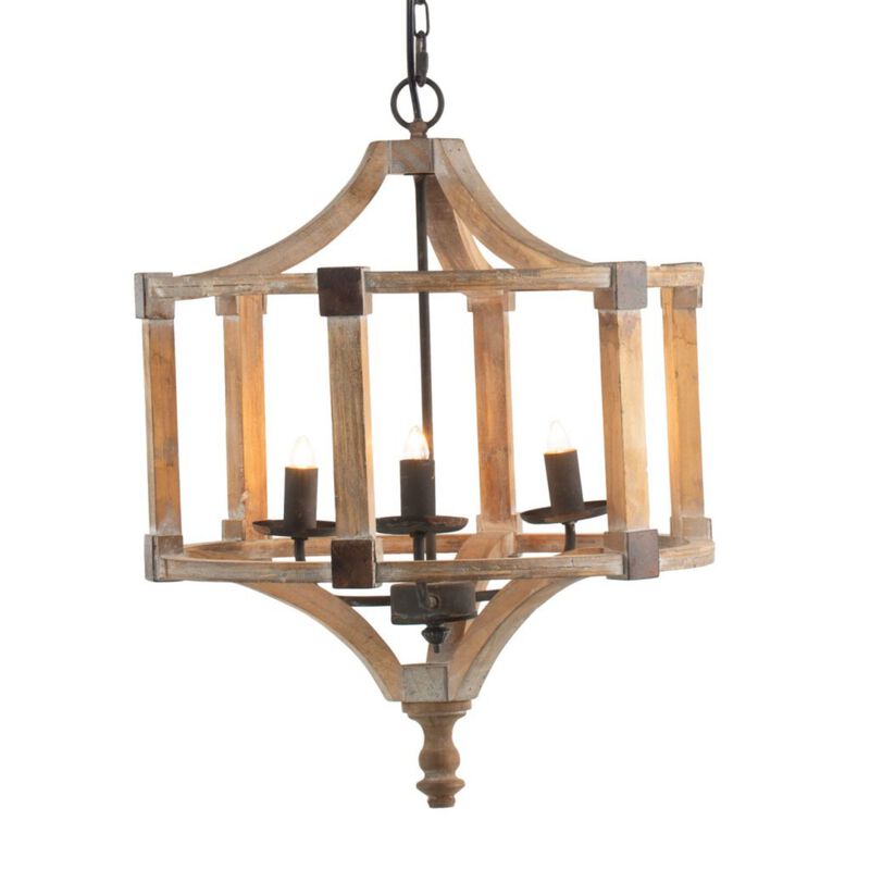 25" Brown and Black Classic Style Three Light Round Chandelier