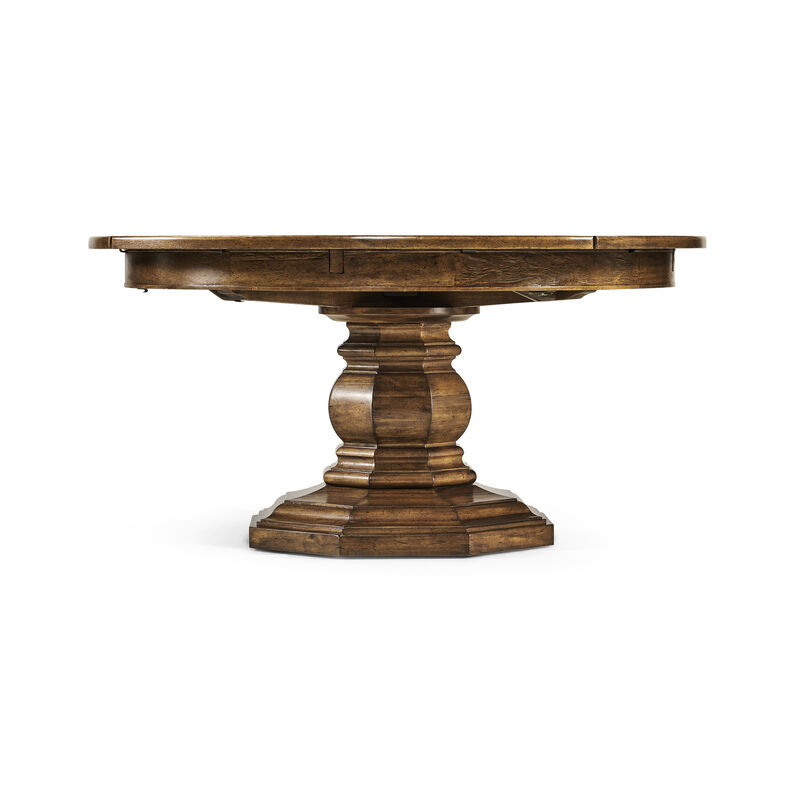 Country Walnut Round Extendable Dining Table