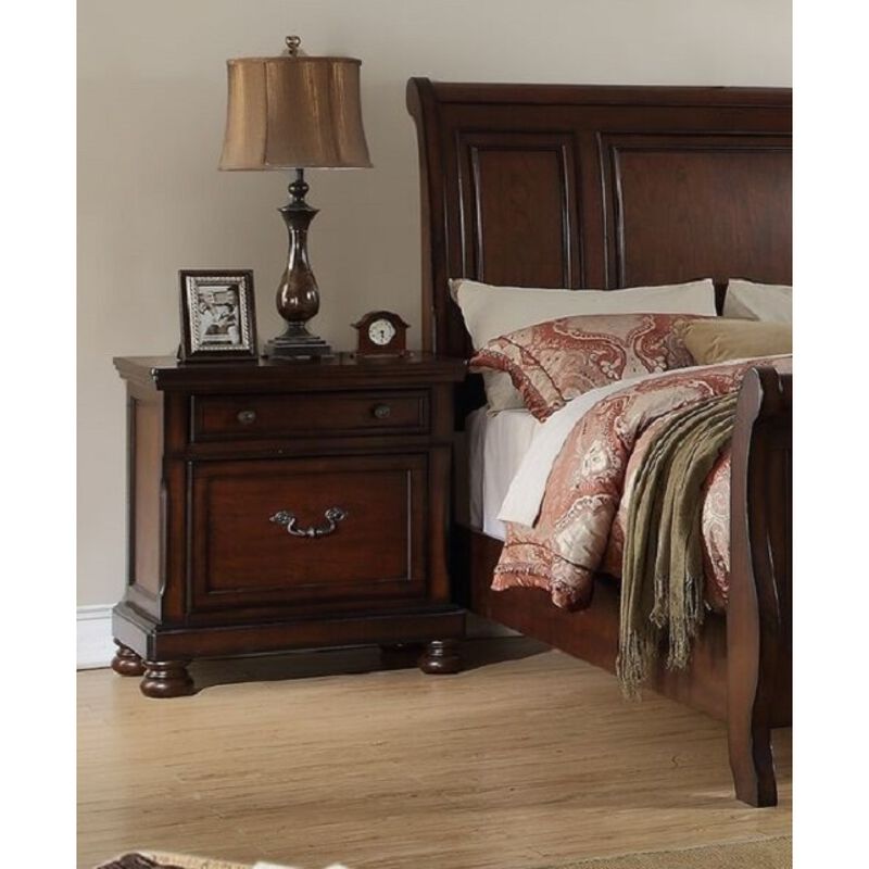 Traditional Formal Look Cherry Finish 1 Piece Nightstand Storage Space Bedside Table Plywood