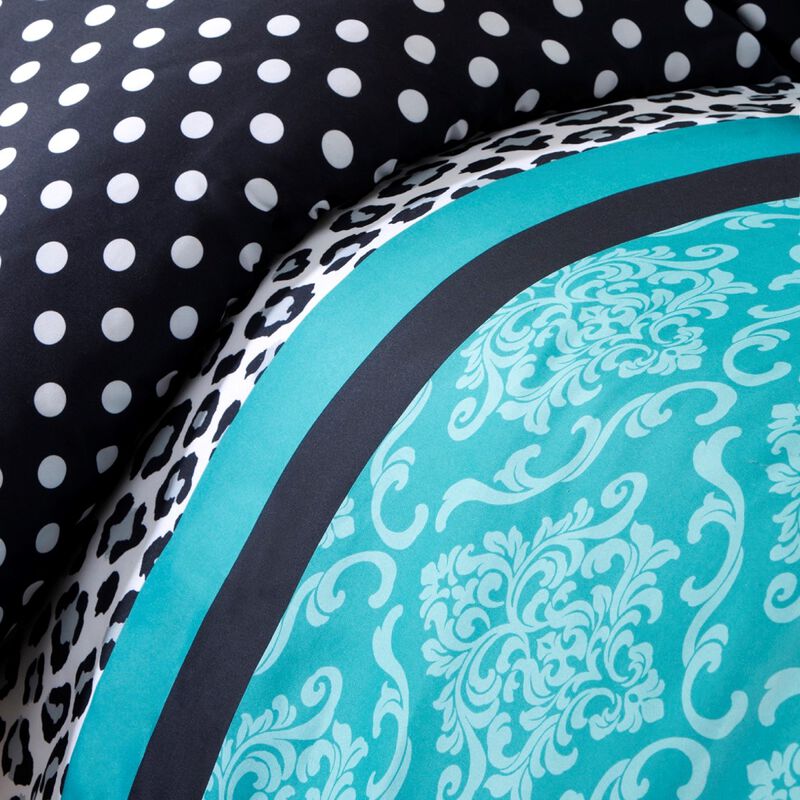 Gracie Mills Butler 4-Piece Chic Leopard and Polka Dot Comforter Set