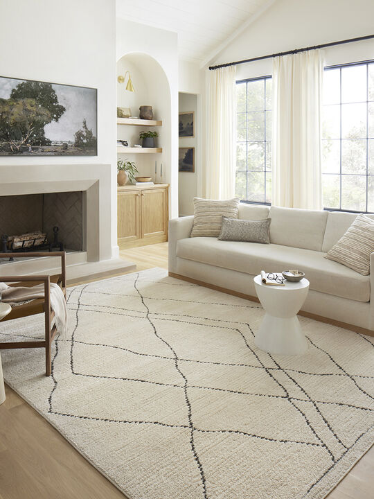 Fabian FAB02 Ivory/Charcoal 6'7" x 9'2" Rug