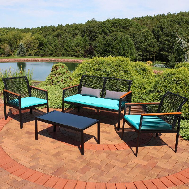 Sunnydaze Coachford Rattan 4-Piece Patio Furniture Set