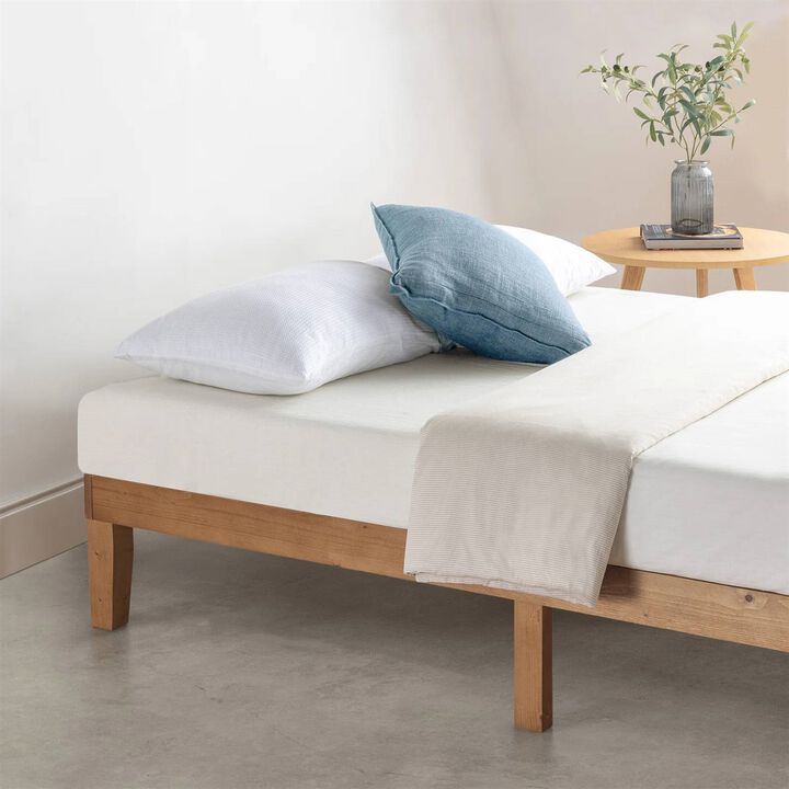 Solid Wood Platform Bed Frame in Wooden Finish for Bedroom Decor