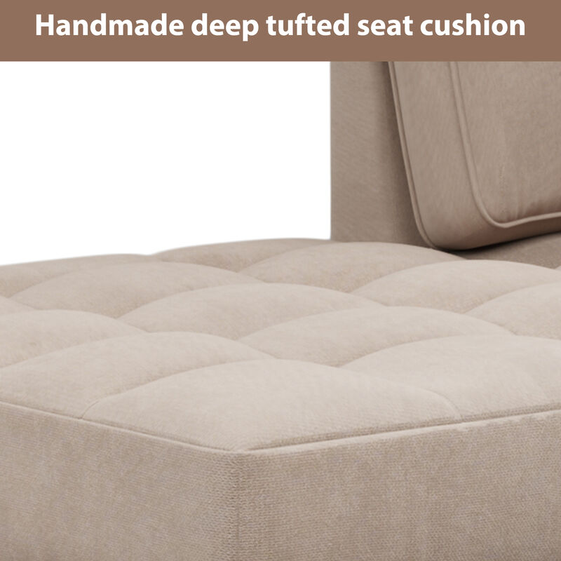 Merax Deep Tufted Upholstered Textured Fabric Chaise Lounge