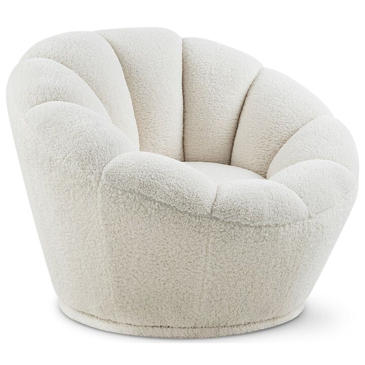 Meridian Furniture Dream White Faux Sheepskin Fur Accent Chair