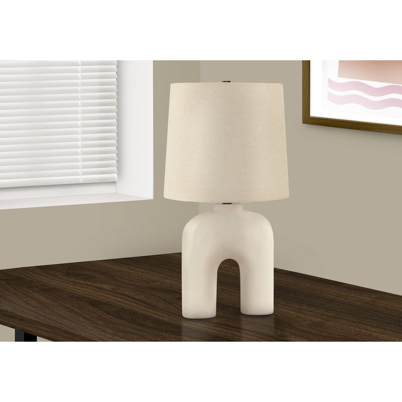 Monarch Specialties I 9728 - Lighting, 25"H, Table Lamp, Cream Resin, Beige Shade, Modern