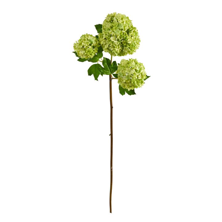 Nearly Natural 33-in Snowball Hydrangea Artificial Flower (Set of 2)