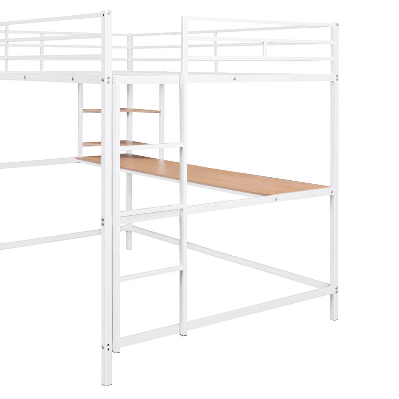 Full Metal Loft Bed With Desk And Shelve