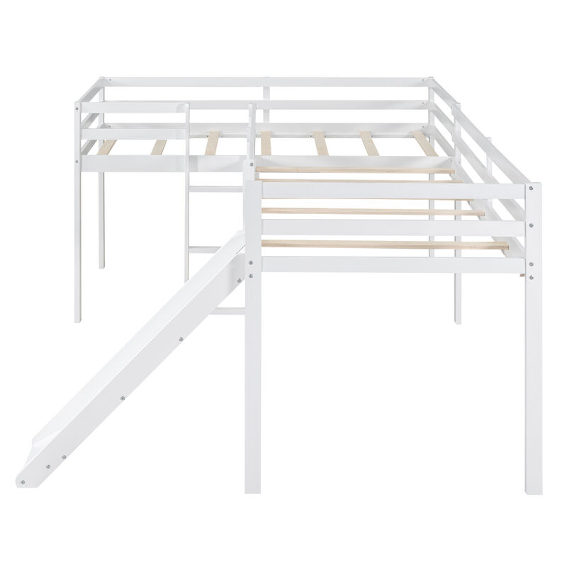 Merax L-Shaped Loft Bed with Ladder and Slide