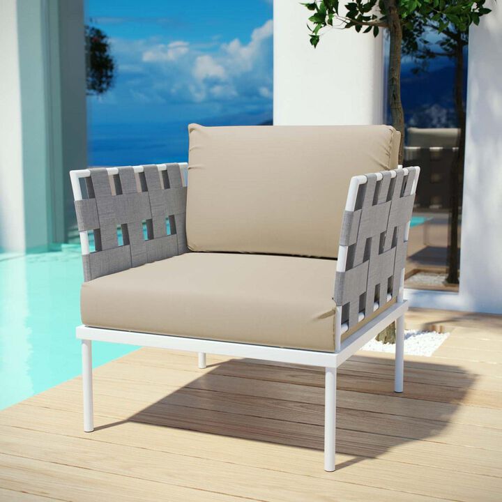 Modway EEI-2602-WHI-BEI MO-EEI-2602-WHI-BEI Harmony Outdoor Patio Aluminum, Armchair, White Beige