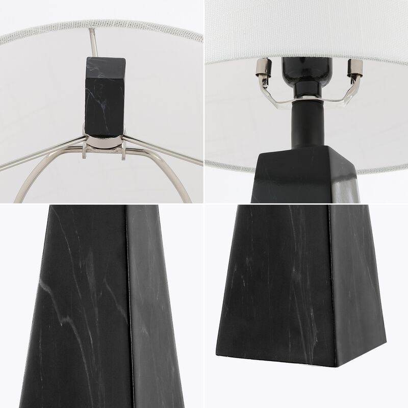 Owen 20.5" Contemporary Resin LED Table Lamp, Black Marble Finish (Set of 2)