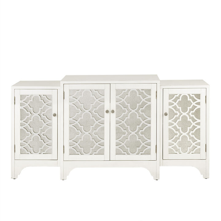 Gracie Mills Roslyn Mirrored Quatrefoil Dining Buffet Kitchen Storage Cabinet