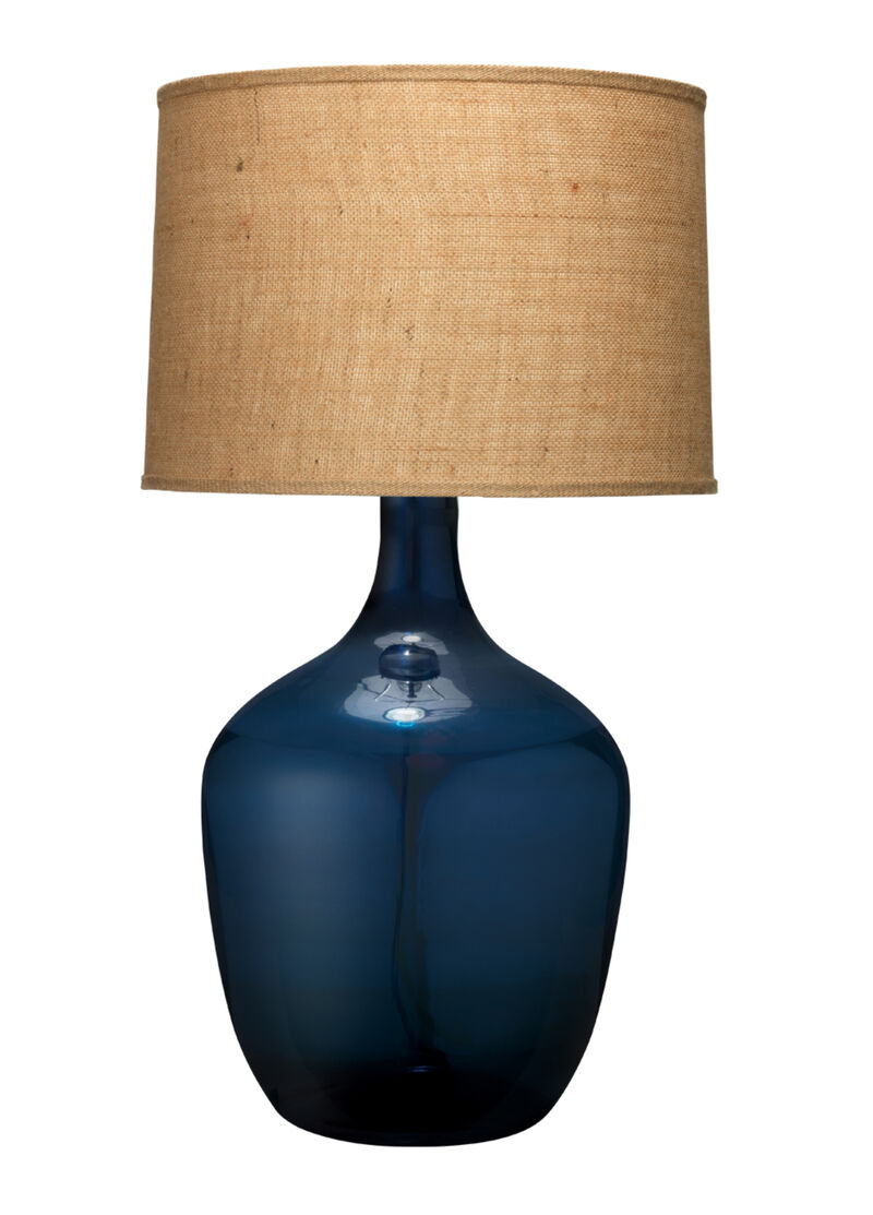 Plum Jar Glass Table Lamp, Burlap Drum Shade