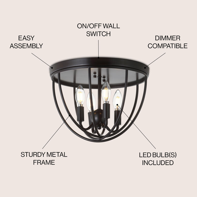 Peter 13.75" Metal LED Flush Mount, Oil Rubbed Bronze