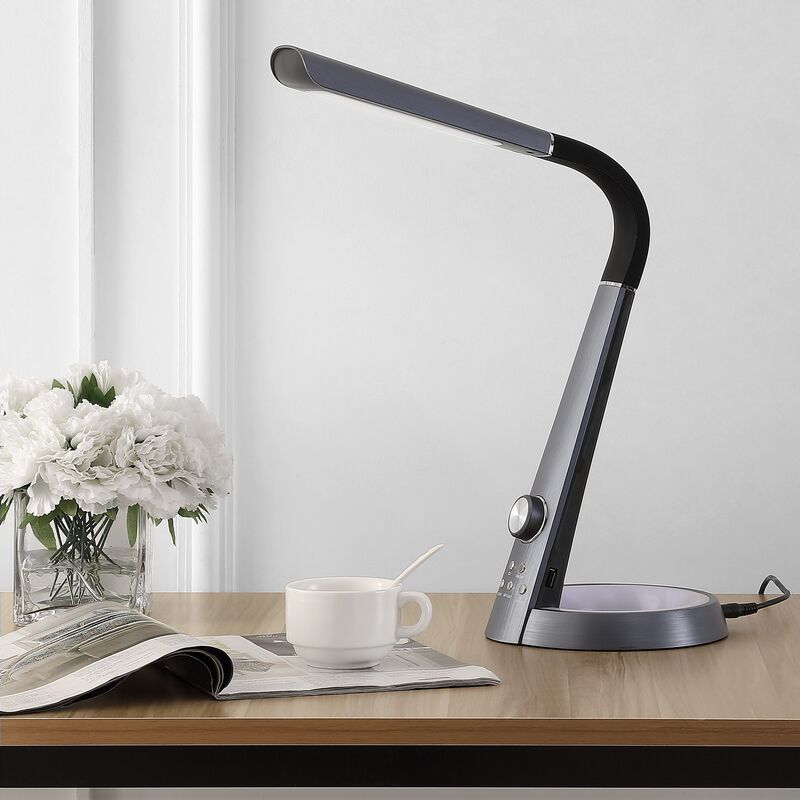 Milton Aluminum Contemporary Minimalist Adjustable Head Dimmable USB Charging LED Task Lamp