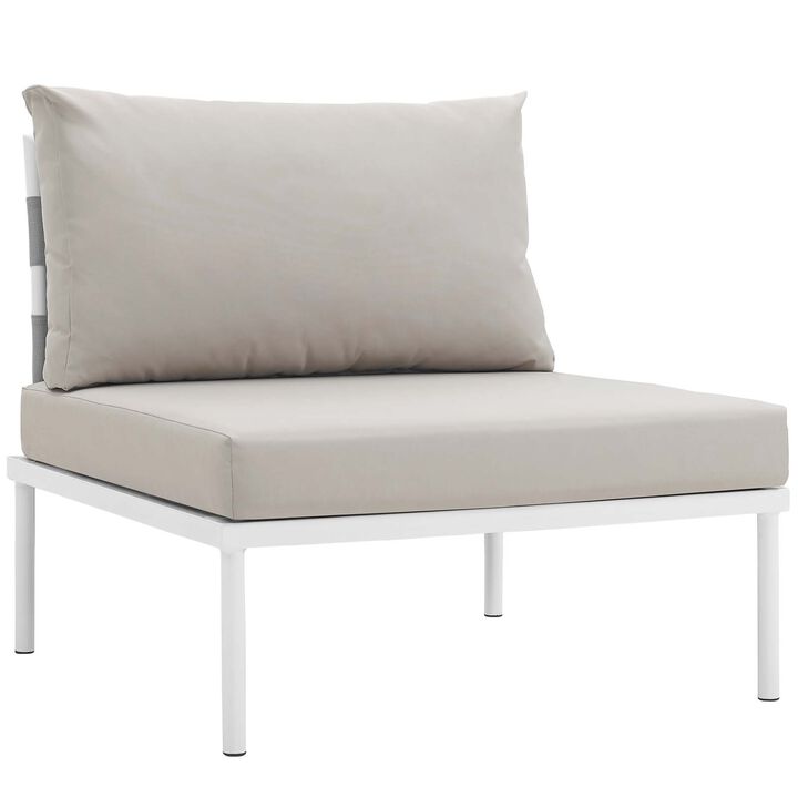 Harmony 8 Piece Outdoor Patio Aluminum Sectional Sofa Set - White Beige
