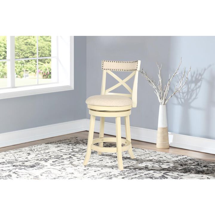 New Classic Furniture Furniture York 24 Wood Counter Stool with Fabric Seat in Ant White