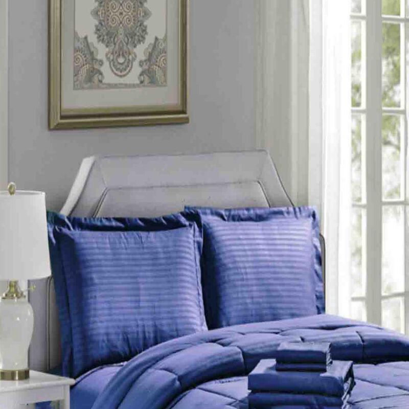 Embossed 8-Pieces Stripe All Season Ultra Soft High Quality Microplush Comforter Set