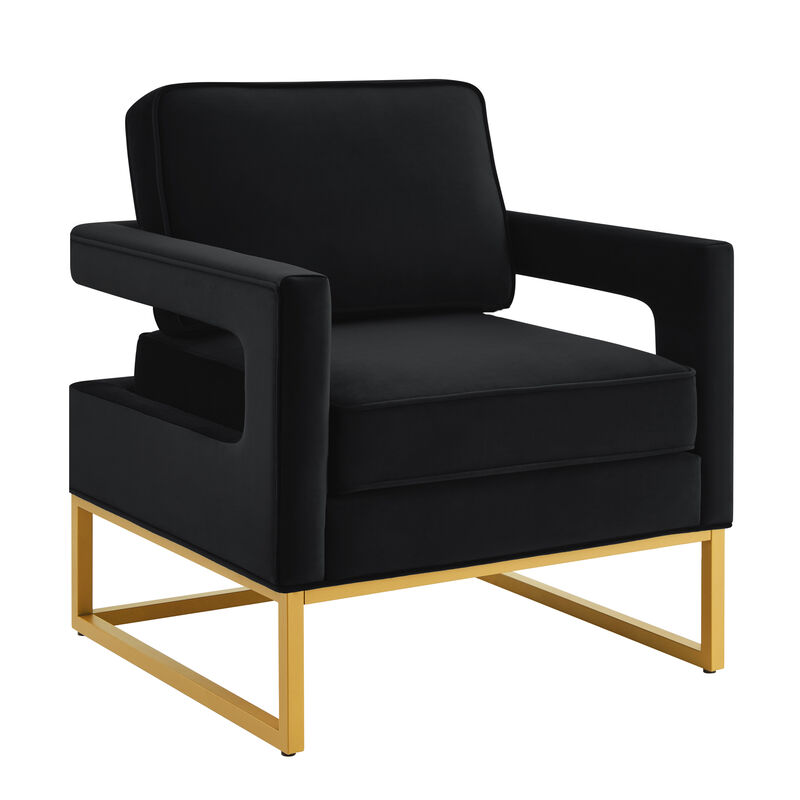 Merax Modern Velvet Accent Chair with Gold Metal Base