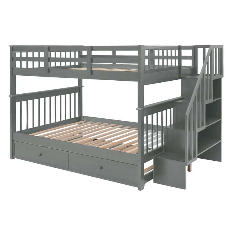 Merax Storage Bunk Bed Trundle Bed with Guard Rail