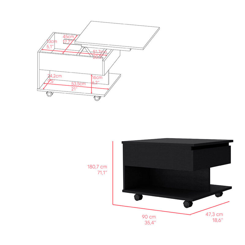 Lift Top Coffee Table Mercuri, Living Room, Black