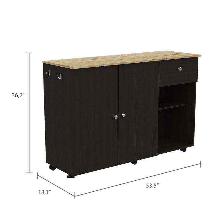 Sayville 2-Drawer 2-Shelf Kitchen Island Black Wengue