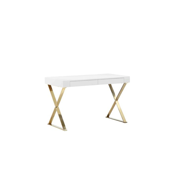 Pangea Home Gold Alexa Desk White & Gold Combo
