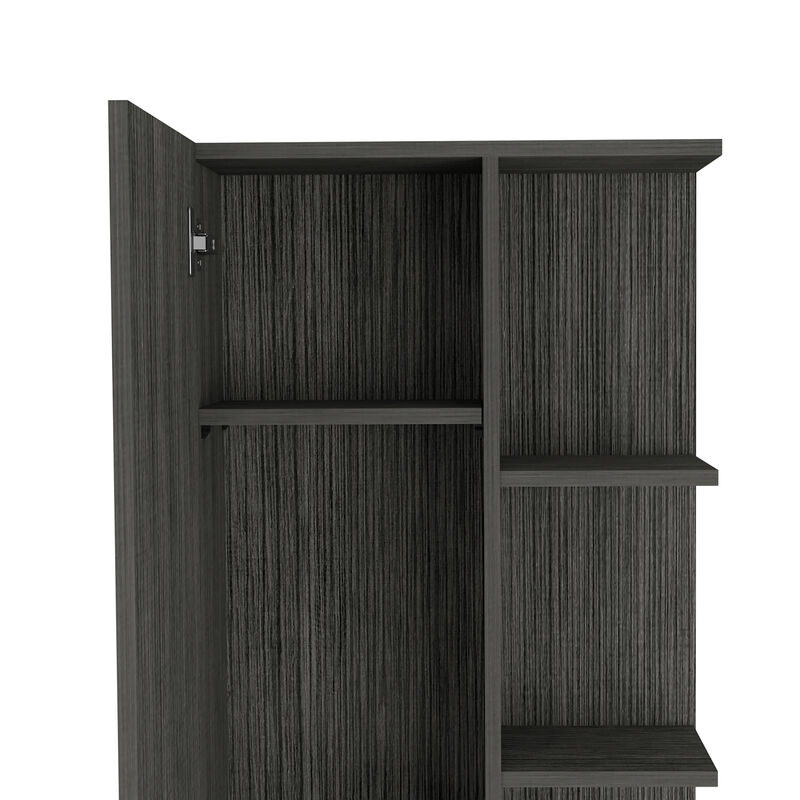 DEPOT E-SHOP Venus Linen Single Door Cabinet, Five External Shelves, Four Interior Shelves, Black