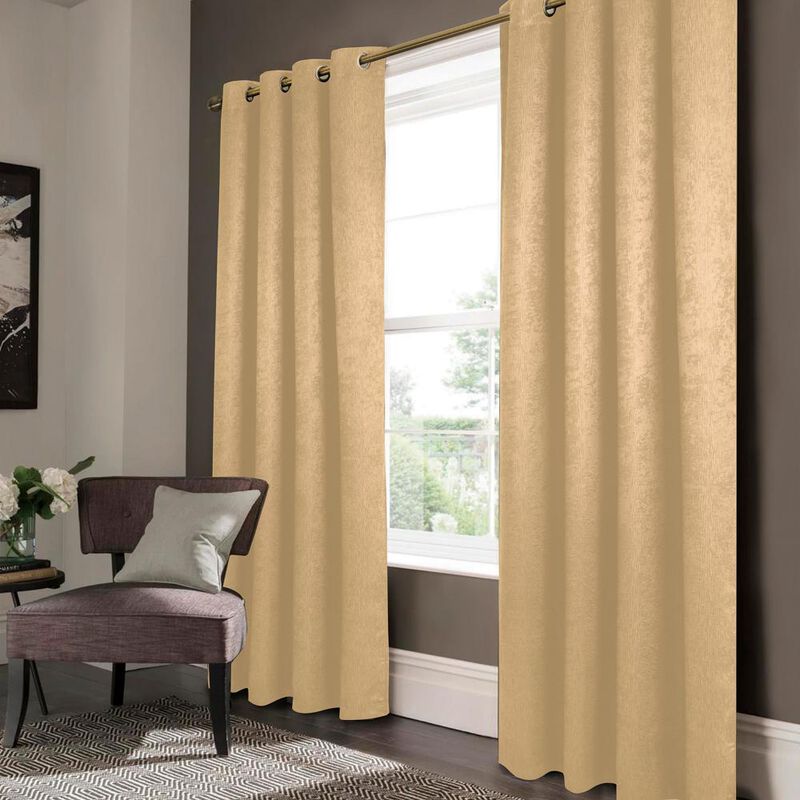 Olivia Gray Lina Matte Embossed Blackout Grommet Single Panel - 52x90", Gold