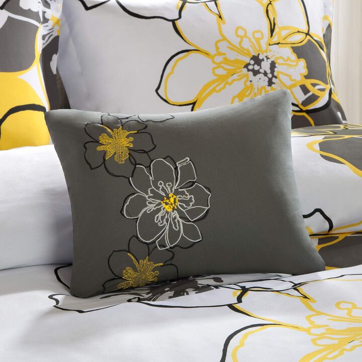 Belen Kox Yellow Floral Printed Comforter Set, Belen Kox