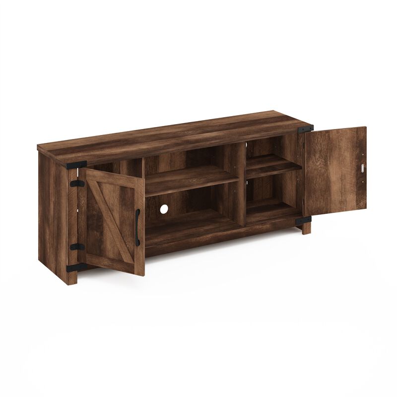Furinno Furinno Jensen Farmhouse TV Cabinet with Barn Door for TV up to 70 Inch, Rustic Brown