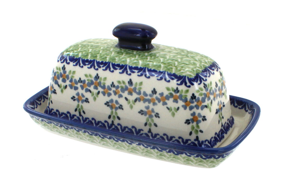 Blue Rose Polish Pottery Tulip Butter Dish