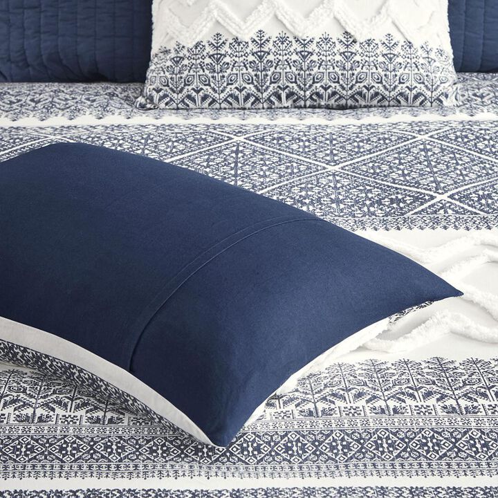 Belen Kox Navy Botanic Farmhouse Comforter Set, Belen Kox