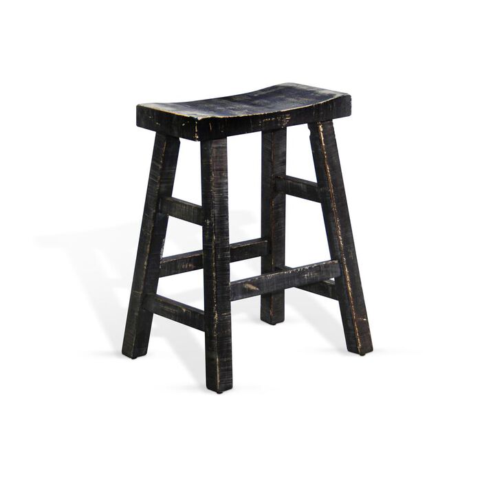 Sunny Designs Black Sand Counter Saddle Seat Stool, Wood Seat