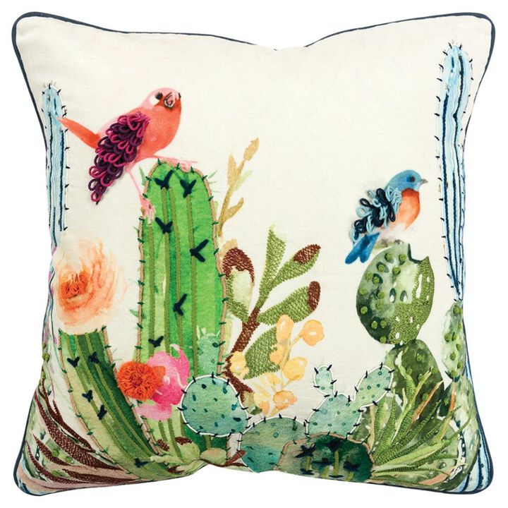 Homezia White Green Botanical Garden Throw Pillow