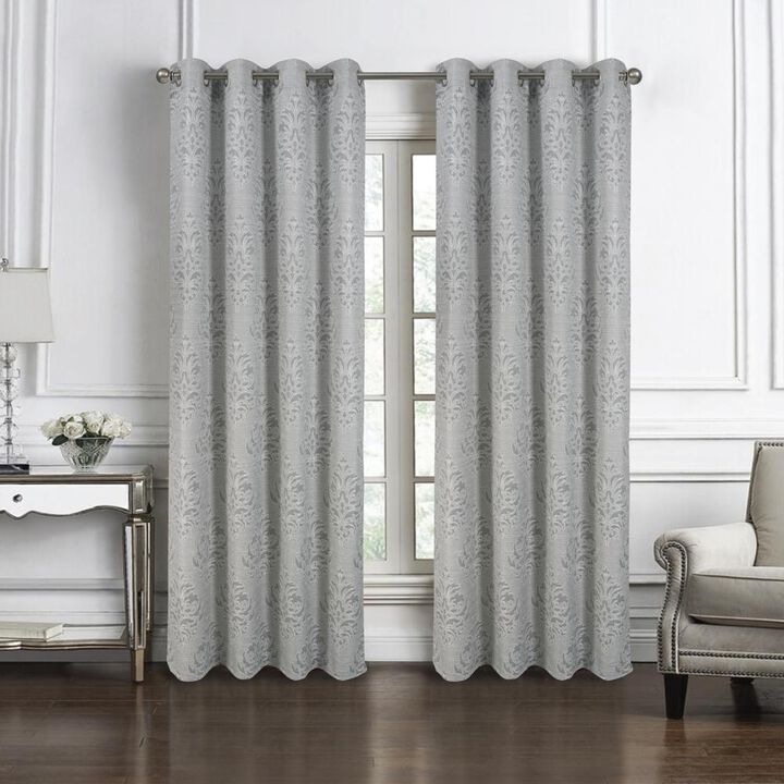 RT Designers Collection Dorian Jacquard Grommet Blackout Window Curtain Panel 54" x 84" Silver