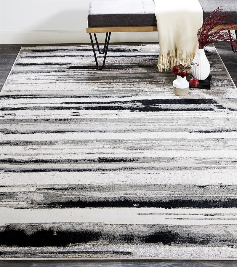 Micah 3049F Silver/Gray/Black 3'11" X 6' Rug