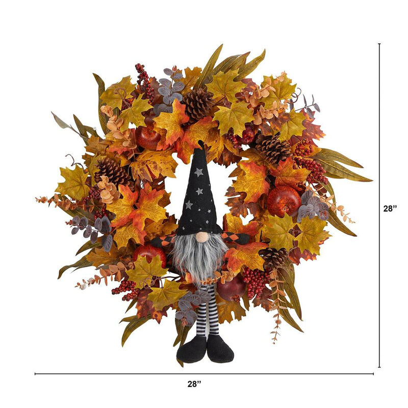 Nearly Natural 28-in Harvest Fall Gmone Artificial Autumn Wreath