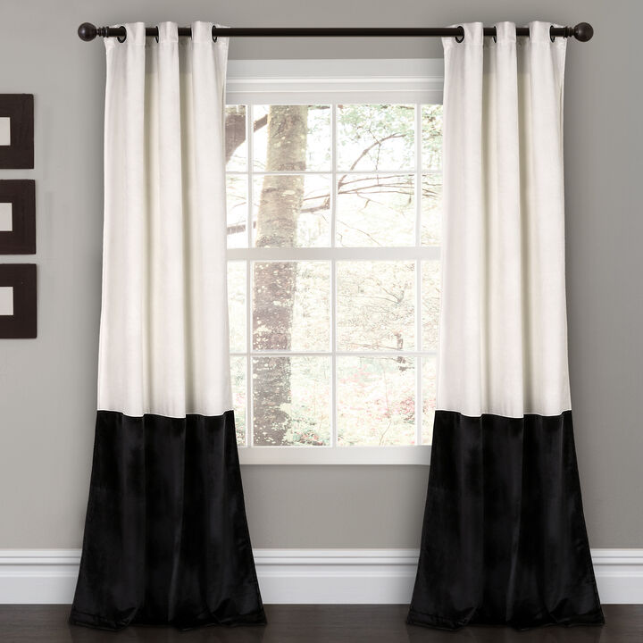 Prima Velvet Color Block Light Filtering Window Curtain