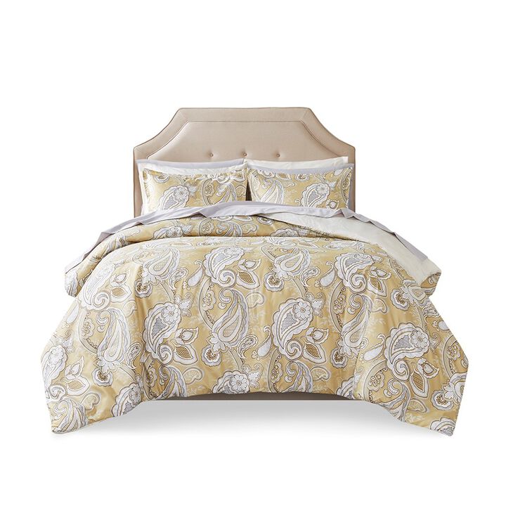 Gracie Mills Juarez 9-Piece Modern All over Paisley Print Comforter Set with Sheets