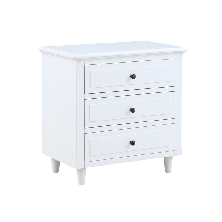 3-Drawer Nightstand Storage Wood Cabinet